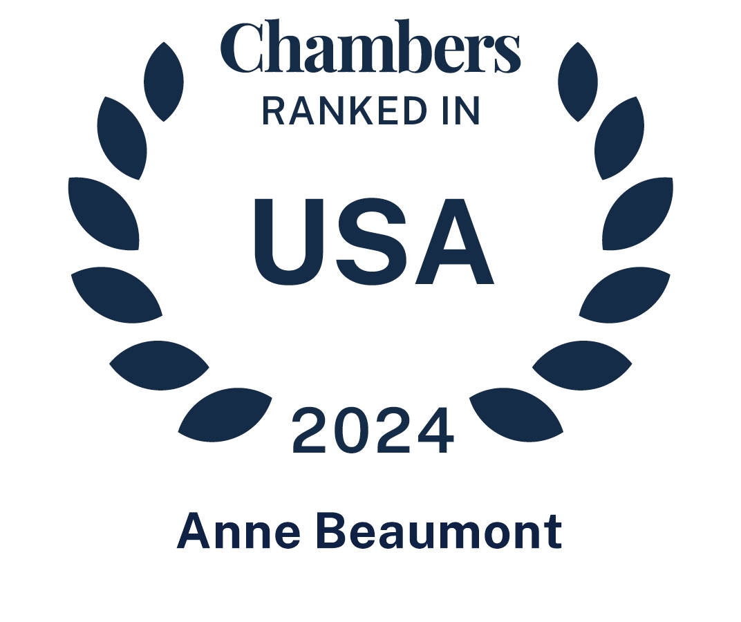 Badge that reads "Chambers ranked in USA 2024 Anne Beaumont"
